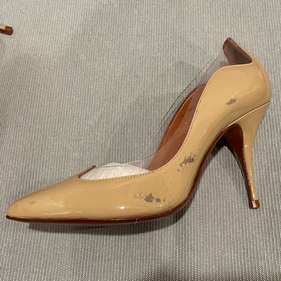 NEW Schutz Tan Patent Clear Scalloped Border Pointed High Heels 6 - Picture 15 of 16